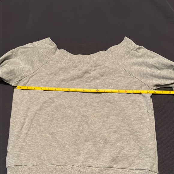 Like new Women's Off-Shoulder Light Gray Sweatshirt with ties at cuffs - Picture 6 of 8